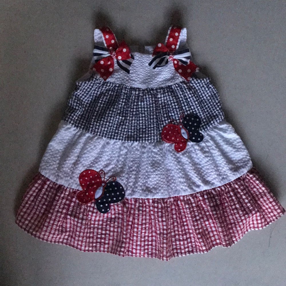 Red, white, blue 4th of July dress with bloomer